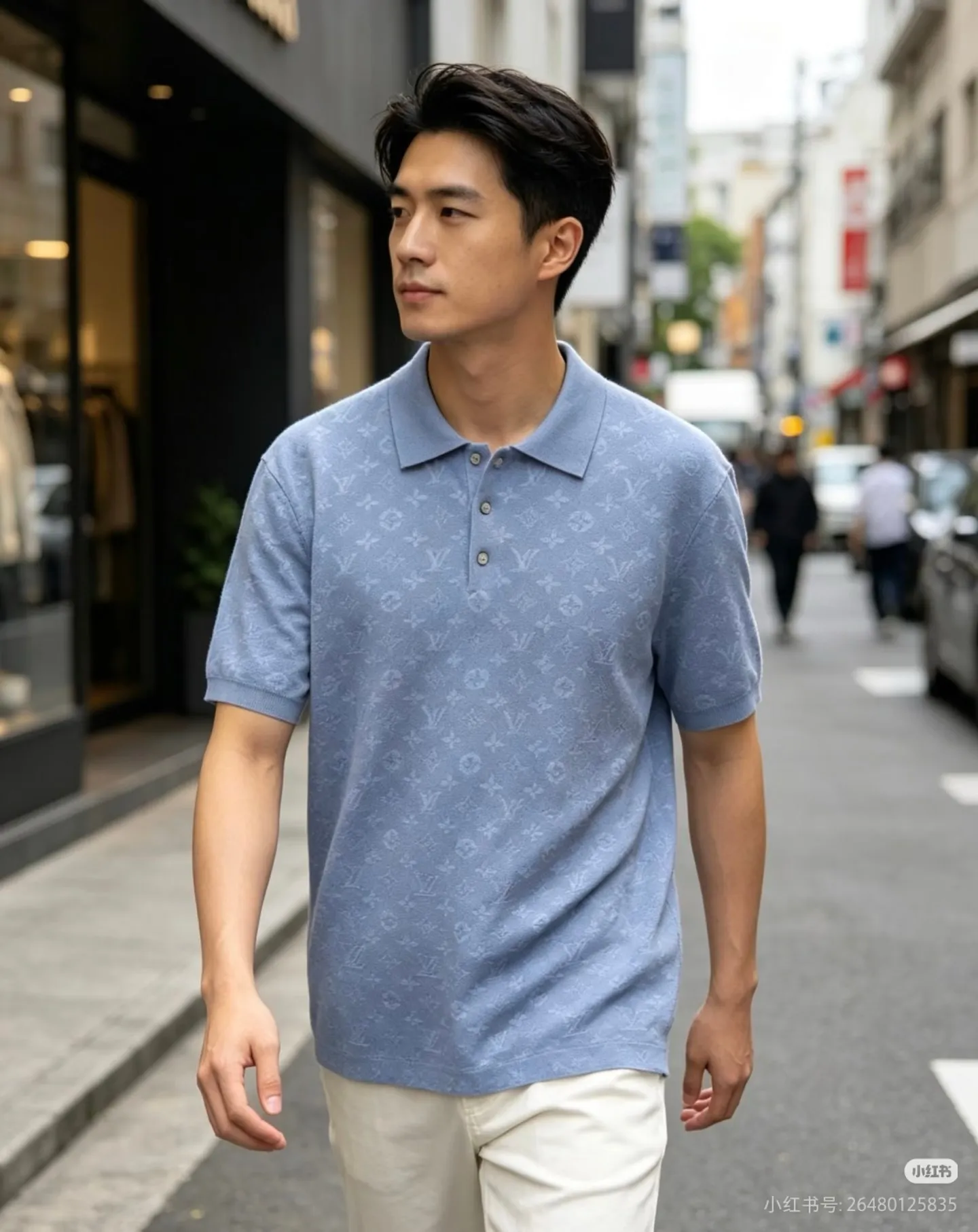 Louis Vuitton/Louis Vuitton 26ss dark pattern old flower jacquard knitted Polo short sleeves